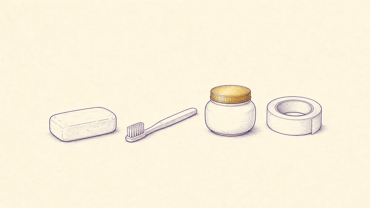 定番の日用品を線画で描いたイラスト
